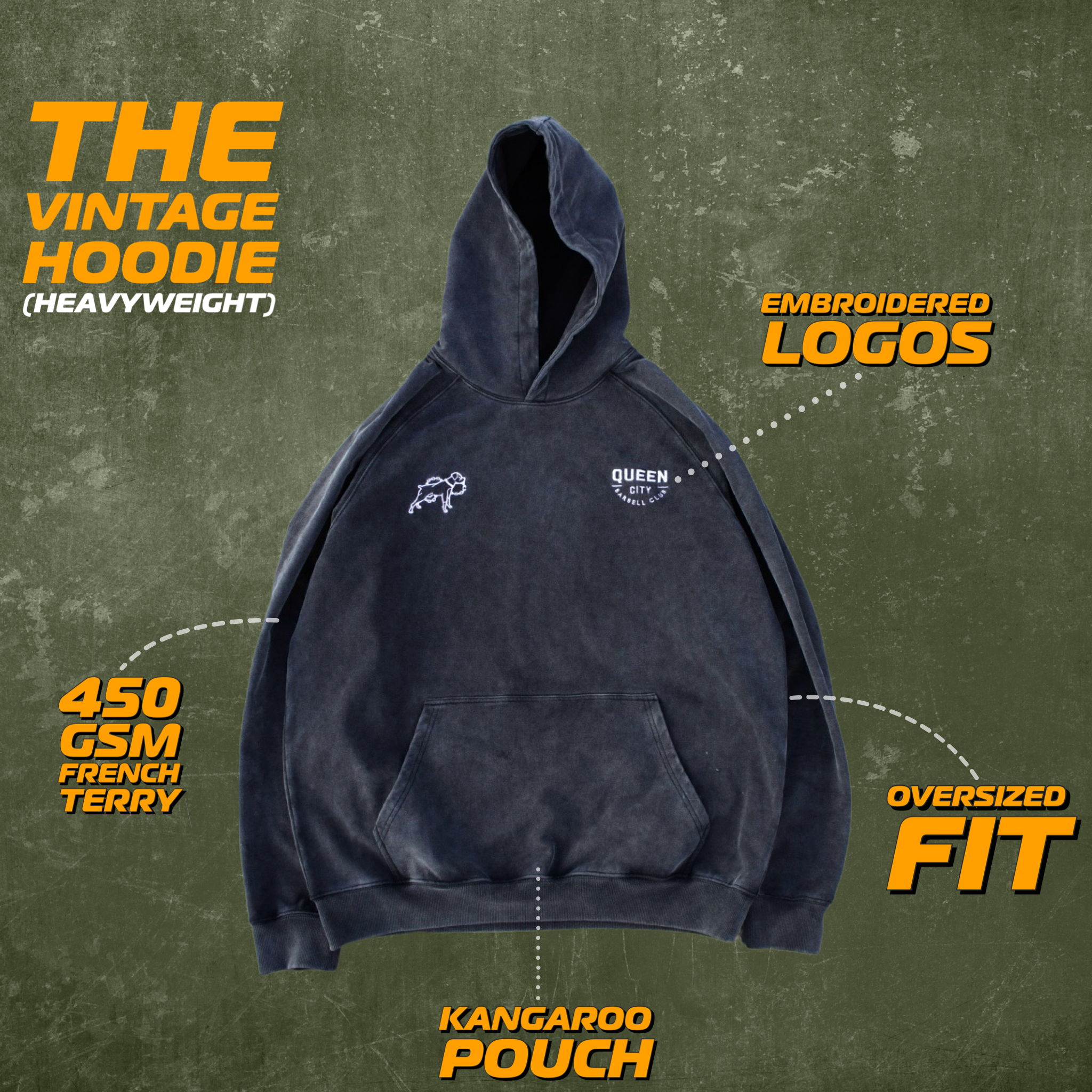 HEAVYWEIGHT VINTAGE HOODIE // ASH