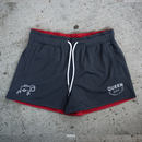 REVERSIBLE LUX MESH SHORTS // DARK GREY & VARSITY RED