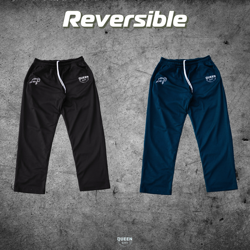 REVERSIBLE MESH RETRO TROUSERS // BLACK & NAVY BLUE