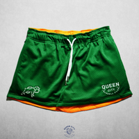 REVERSIBLE ZIPPER LUX MESH SHORTS // GREEN & ORANGE