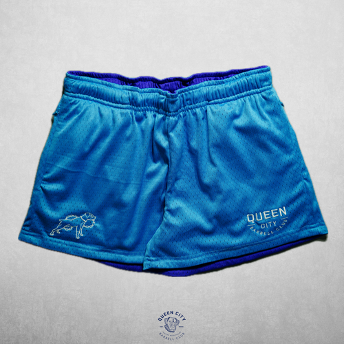 REVERSIBLE ZIPPER  LUX MESH SHORTS // PURPLE & BLUE
