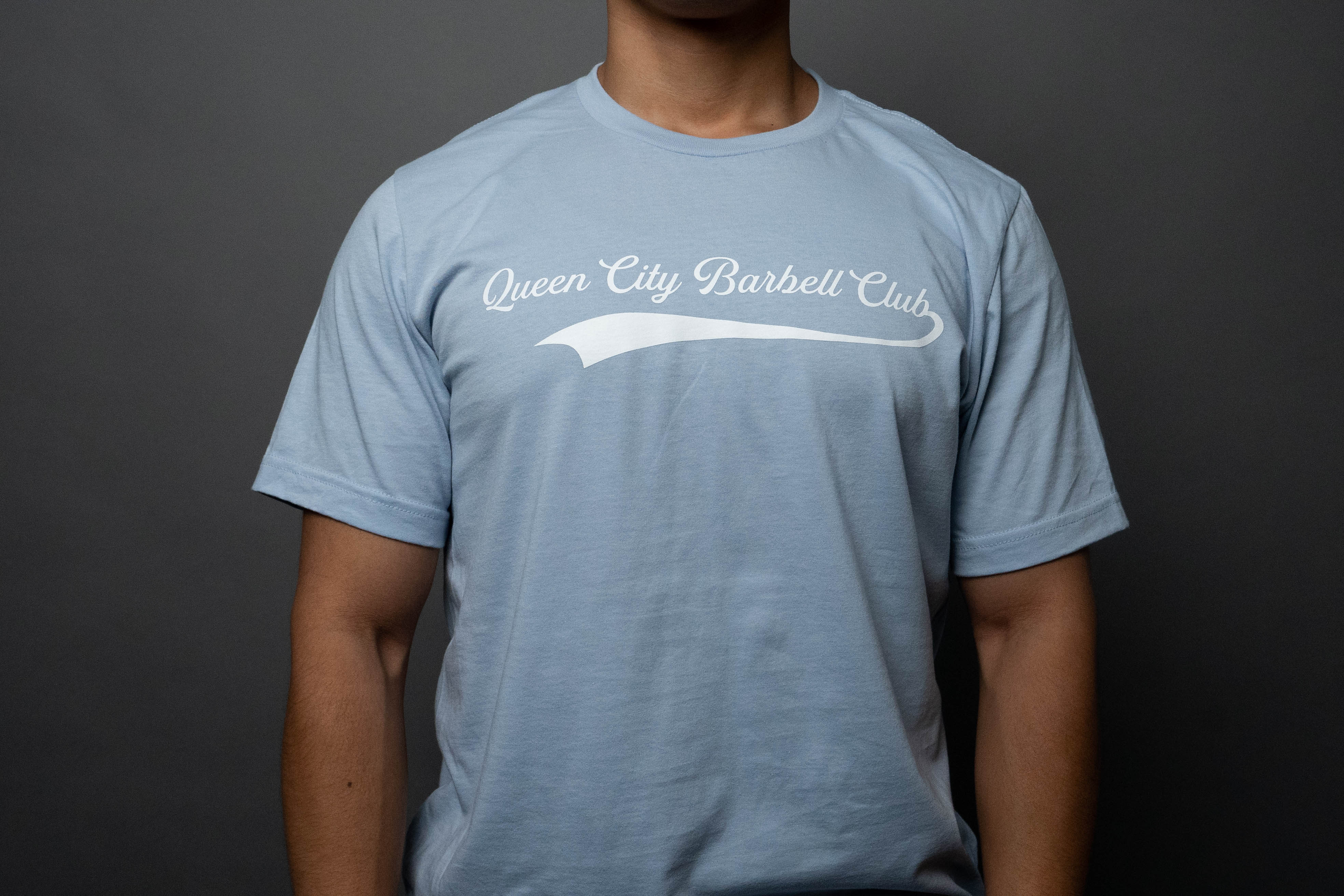 Queen City Barbell Club Scripted Tee // Baby Blue