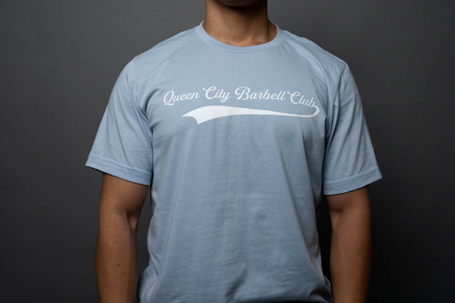 Queen City Barbell Club Scripted Tee // Baby Blue