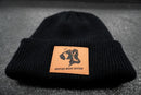 Leather Patch Beanie // Black