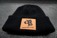 Leather Patch Beanie // Black