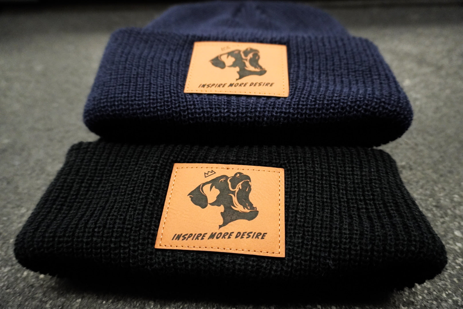 Leather Patch Beanie // Black