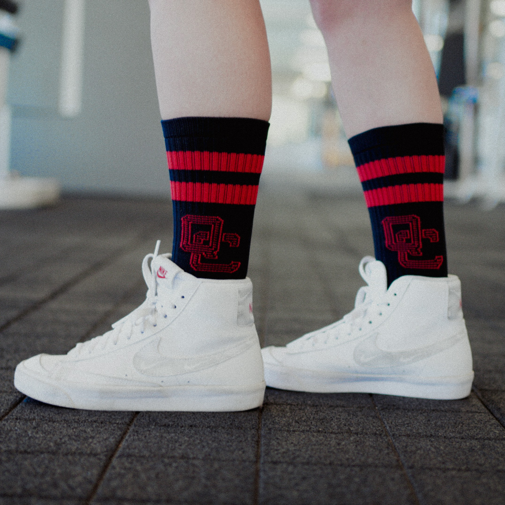 High Crew Socks // Bred Stripes